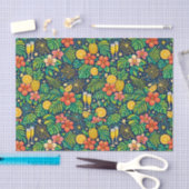 Tropical Midnight Toast Celebration Pattern Tissuepapier (Craft)