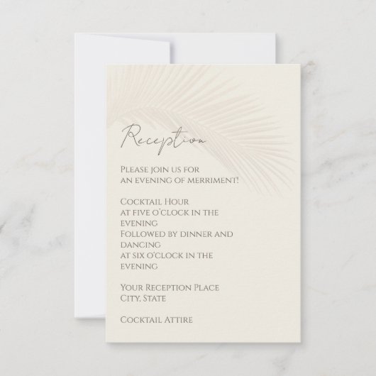 Tropical Minimal Beach Receptie Behuizing Kaart (Voorkant)