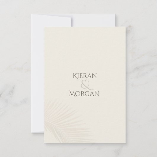 Tropical Minimal Beach Receptie Behuizing Kaart (Achterkant)