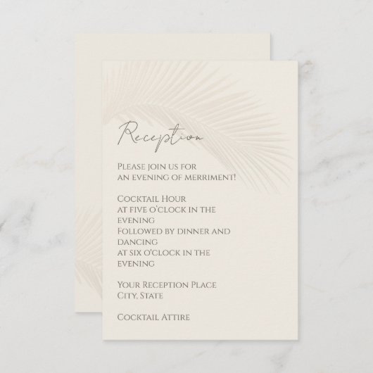 Tropical Minimal Beach Receptie Behuizing Kaart (Voorkant / Achterkant)