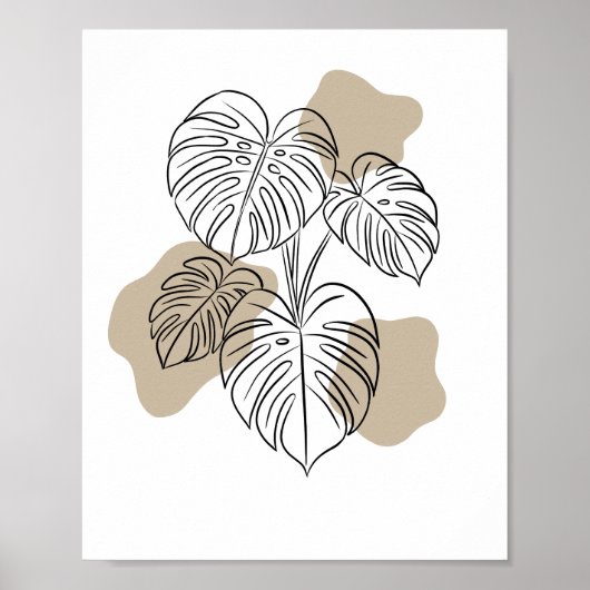 Tropical Minimalist Plant Line Art  Poster (Voorkant)