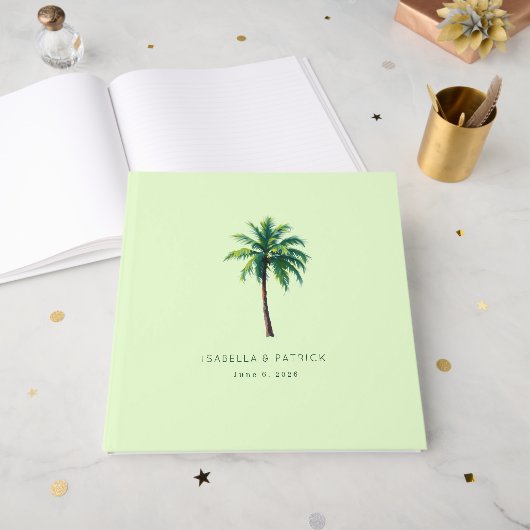 Tropical Mint Minimalist Palm Tree Gastenboek (Voorkant open)