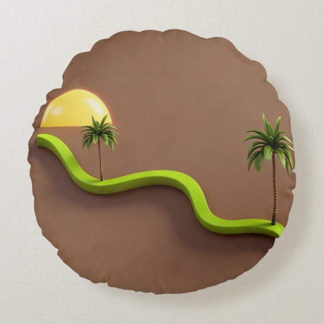 Tropical Modern Decorative Throw Pillow Rond Kussen (Voorkant)