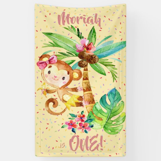 Tropical Monkee Birthday Spandoek (Verticaal)