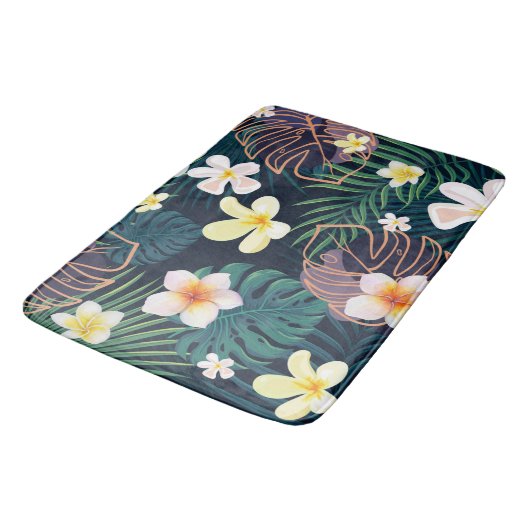 Tropical monstera bladeren plumeria bloblobloblobl badmat (Gekanteld)