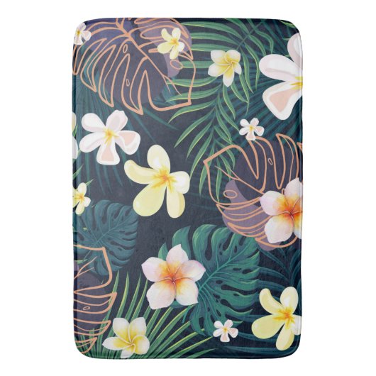 Tropical monstera bladeren plumeria bloblobloblobl badmat (Voorkant Verticaal)