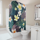 Tropical monstera bladeren plumeria bloblobloblobl douchegordijn (In situ)