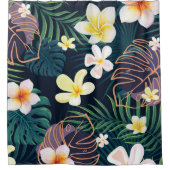 Tropical monstera bladeren plumeria bloblobloblobl douchegordijn (Voorkant)