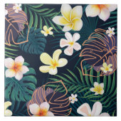 Tropical monstera bladeren plumeria bloblobloblobl tegeltje (Voorkant)