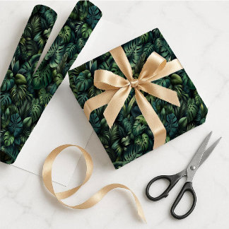 Tropical Monstera Botanical Green Gift Wrap Paper Cadeaupapier