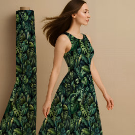 Tropical Monstera Botanical Green Jungle Printed Stof
