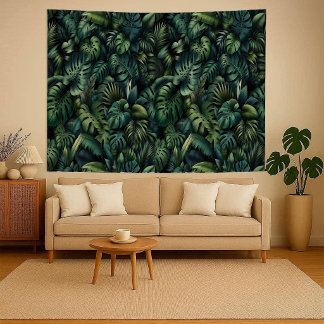 Tropical Monstera Botanical Green Jungle Wall  Wandkleed