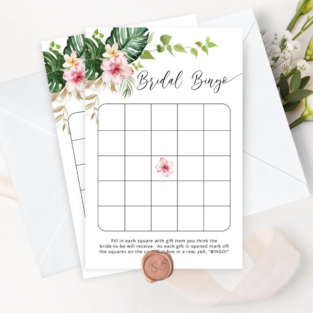 Tropical monstera elegant bridal bingo game (Creator heeft geüpload)