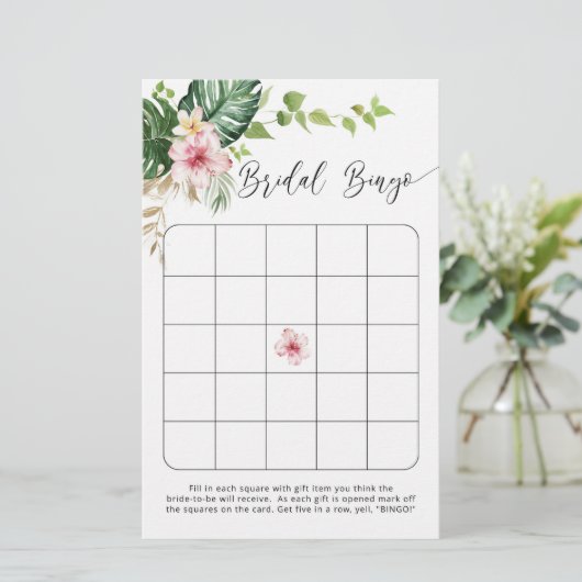 Tropical monstera elegant bridal bingo game (Staand voorkant)