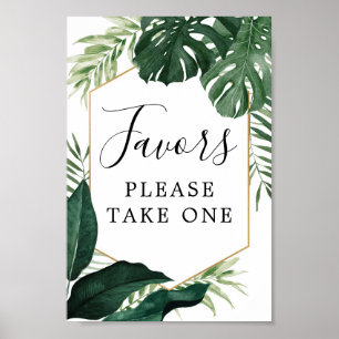 Tropical Monstera Favors Sign Poster