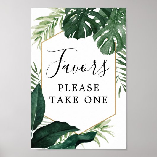 Tropical Monstera Favors Sign Poster (Voorkant)