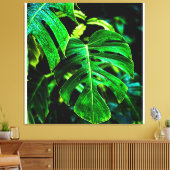 Tropical Monstera Glow – Jungle Leaf Photography Canvas Afdruk (Insitu (Woonkamer))