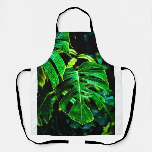 Tropical Monstera Glow – Jungle Leaf Photography Schort (Voorkant)