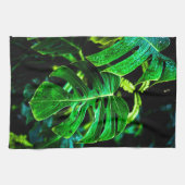 Tropical Monstera Glow – Jungle Leaf Photography Theedoek (Horizontaal)