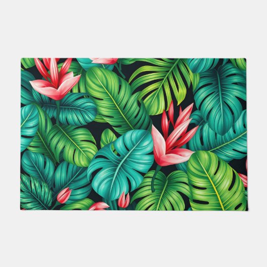 Tropical Monstera Heliconia Jungle Pattern Deurmat (Voorkant)