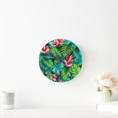 Tropical Monstera Heliconia Jungle Pattern Ronde Klok (Huis)