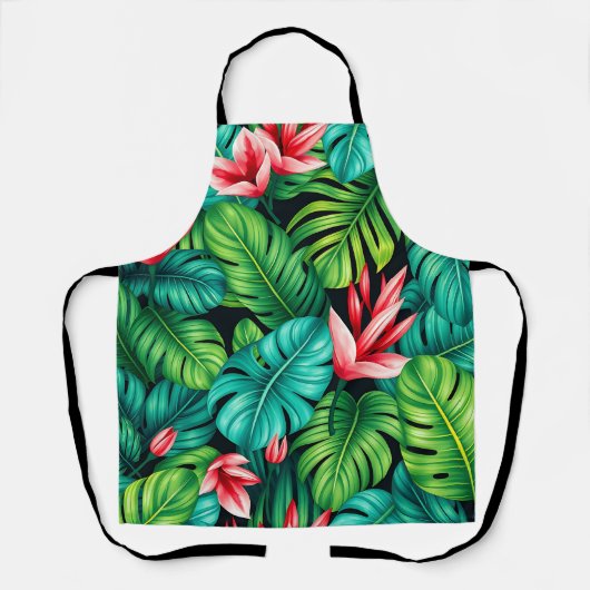 Tropical Monstera Heliconia Jungle Pattern Schort (Voorkant)