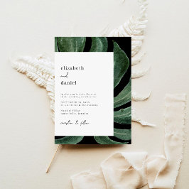 Tropical Monstera Leaf Destination Wedding Kaart