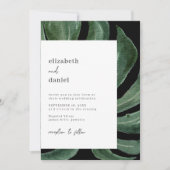 Tropical Monstera Leaf Destination Wedding Kaart (Voorkant)
