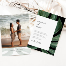 Tropical Monstera Leaf Destination Wedding Photo Kaart