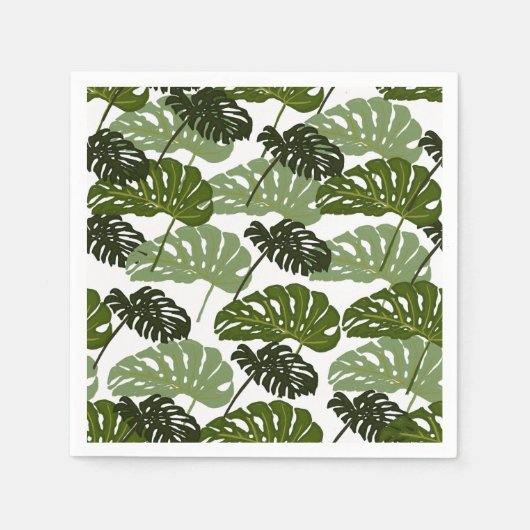 Tropical Monstera Leaf Green Servet (Voorkant)