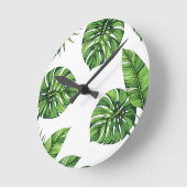 Tropical Monstera Leaves Seamless Pattern Green Ronde Klok (Hoek)