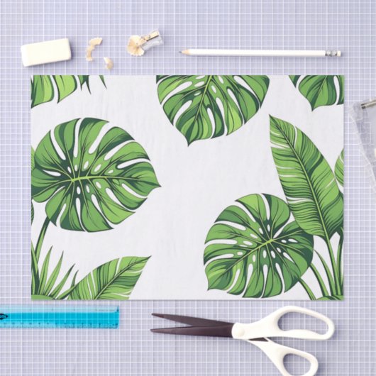 Tropical Monstera Leaves Seamless Pattern Green Tissuepapier (Craft)