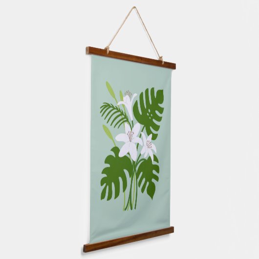 Tropical Monstera & Lily Hangend Wandkleed (Gebogen)