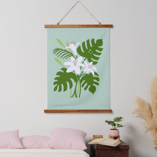 Tropical Monstera & Lily Hangend Wandkleed (Slaapkamer)