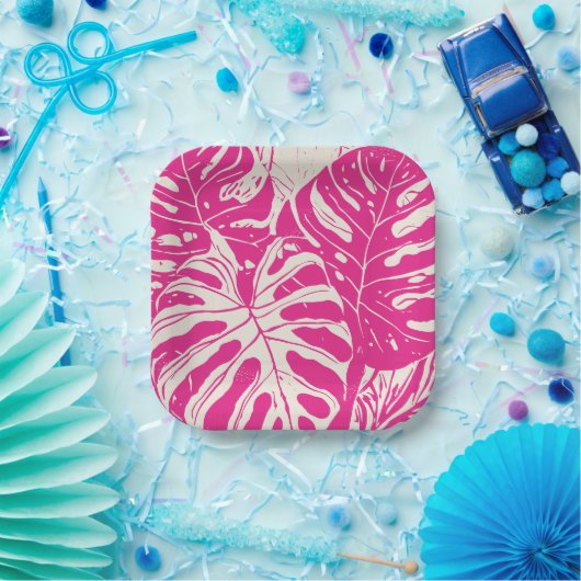 Tropical Monstera ontworpen papieren Borden Papieren Bordje (Feest)