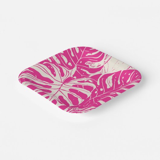 Tropical Monstera ontworpen papieren Borden Papieren Bordje (Gebogen)