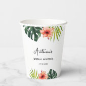 Tropical Monstera Palm Bridal Shower  Papieren Bekers (Achterkant)