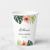 Tropical Monstera Palm Bridal Shower  Papieren Bekers (Voorkant)