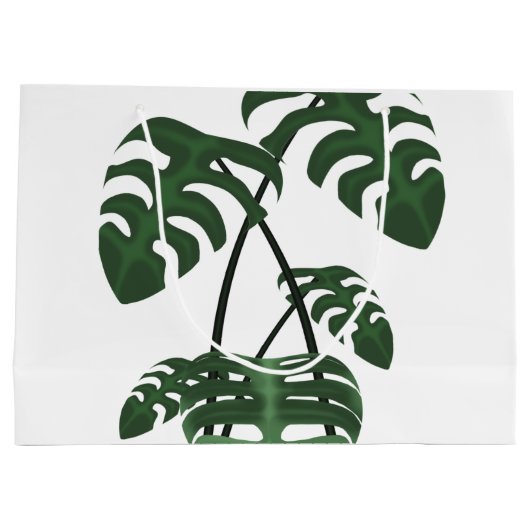 Tropical Monstera Palm Leaf Gift Bag Groot Cadeauzakje (Achterkant)