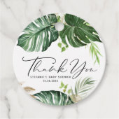 Tropical Monstera Summer Baby shower Bedankt Bedankjes Labels (Voorkant)