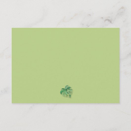Tropical Monstera Zwart Bruiloft Receptie Kaart (Achterkant)
