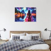 Tropical moonlit fantasy woman in paradise canvas afdruk (Insitu (Slaapkamer))
