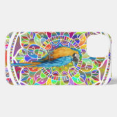Tropical Mosaic – Blue & Gold Macaw Mandala iPhone Hoesje (Achterkant horizontaal)