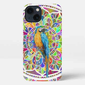 Tropical Mosaic – Blue & Gold Macaw Mandala iPhone 13 Hoesje