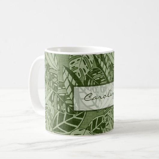 Tropical mug with your name koffiemok (Voorkant links)