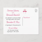 Tropical net getrouwd roze flamingo bruiloft aankondigingskaart (Achterkant)