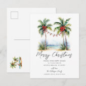 Tropical New Home Christmas Card Aankondigingskaart (Voorkant / Achterkant)