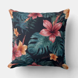 Tropical Night Blooms Vibrant Botanical Pattern Kussen