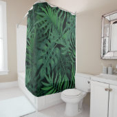 Tropical Night Green: Exotisch Plant Douchegordijn (In situ)
