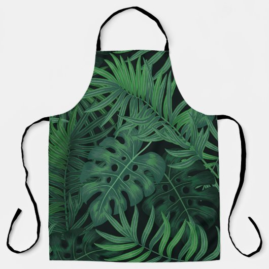 Tropical Night Green: Exotisch Plant Schort (Voorkant)